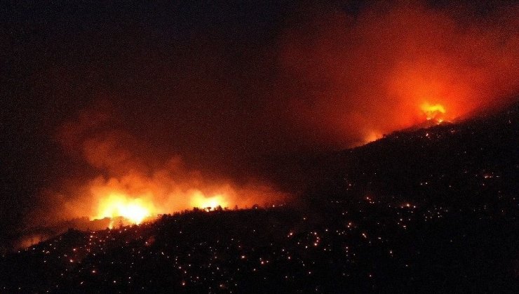 Aydın'ın Çine ilçesinde yangın bölgesi drone ile görüntülendi